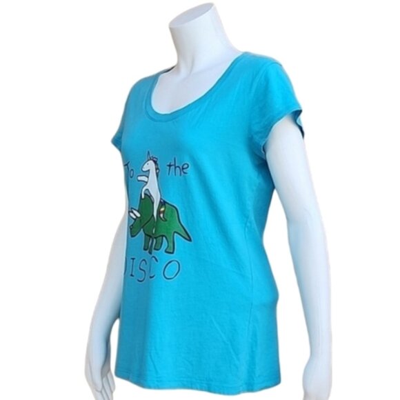 Y2K VIBE RAINBOW UNICORN DINO Graphic Tee XL To the Disco Kawaii Punk Goth - Picture 10 of 17